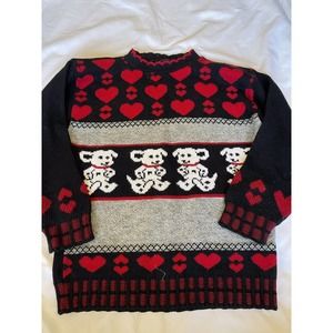 YOUNG CLASSICS SWEATER BLACK RED GIRL'S 10 12 80s 90s Puppy Dog Heart